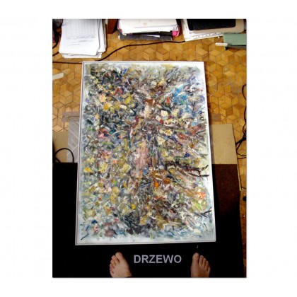 RAMKA i DRZEWO, 70x100 cm, Eryk Maler, obrazy olejne