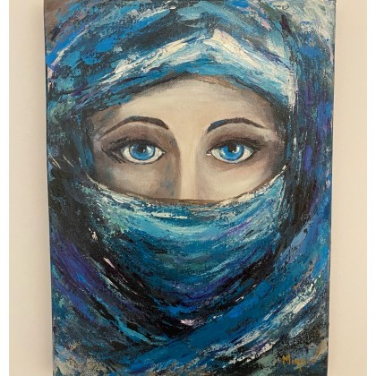 Niebieskie oczy.Kobieta w kolorze niebieskim., Myroslava Burlaka, obrazy olejne