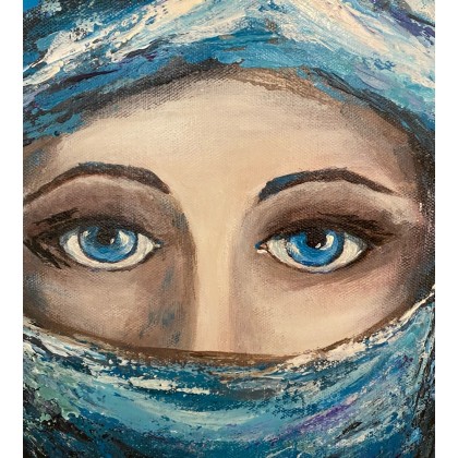 Myroslava Burlaka - obrazy olejne - Niebieskie oczy.Kobieta w kolorze niebieskim. foto #1