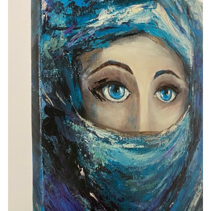 Myroslava Burlaka - obrazy olejne - Niebieskie oczy.Kobieta w kolorze niebieskim. foto #3