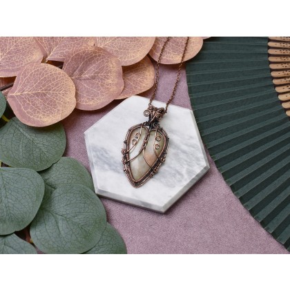 Witchcraft Apparel - wisiory - Miedziany wisiorek wire wrapping z serafinitem Aqua #432 foto #3