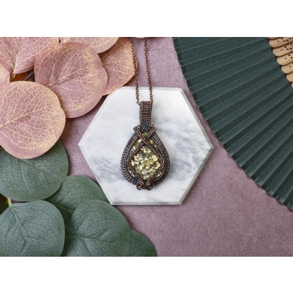 Witchcraft Apparel - wisiory - Miedziany wisiorek wire wrapping z pirytem #461 foto #2
