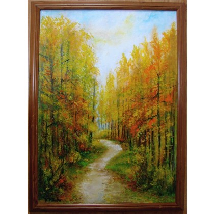 Magia jesieni obraz olejny 50-70cm w ramie, Grażyna Potocka, obrazy olejne