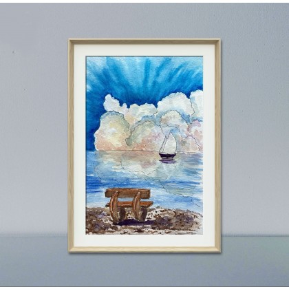 Spokój nad morzem, Yunona Kucherevska, obrazy akwarela