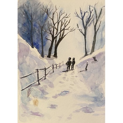 Zimowy spacer, Bohomazy Obrazy, obrazy akwarela