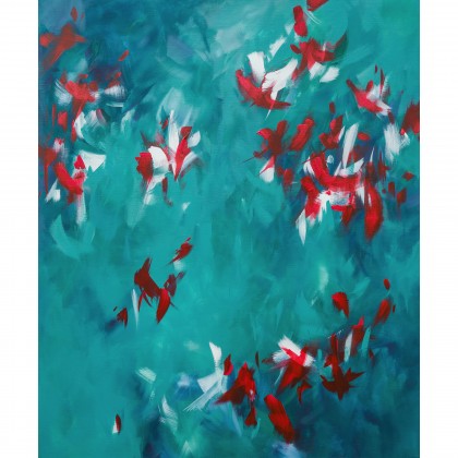 Spłoszone ptaki V - obraz 100x120 cm, Agnieszka Potocka-Makoś, obrazy akryl