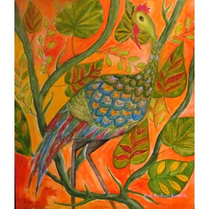 Ptak fantazja, fantasy bird, Ewa Andruszkiewicz, obrazy olejne