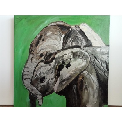 Sloniowa miłość, Ewa Mościszko, obrazy akryl