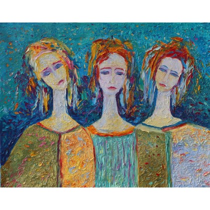 Trzy kobiety 89 olej na płótnie, wymiary 80 x 100, Magdalena Walulik , obrazy olejne