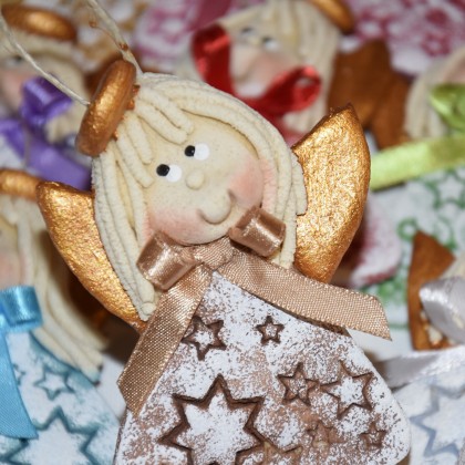 Gwiazdeczki - aniołki z masy solnej - prezenty dla gości - dekoracje świąteczne, magosza, dekory wiszące
