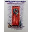 Obraz akwarela drzwi świąteczne zima