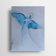 Anioł ze złotym sercem -akwarela formatu 24/32 cm