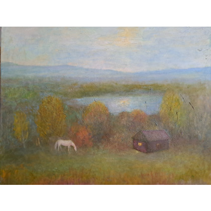 Jezioro obraz olejny autorski  plener, Ludmiła Stryzhenko, obrazy olejne