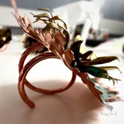 Buggy Jewels - pierścionki - Kwiatowy Pierścionek z Miedzi oraz Mosiądzu foto #3