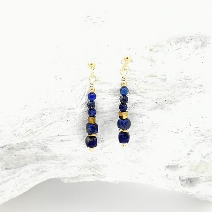 Yamira Art Studio - kolczyki  - Kolczyki z pozłacanego srebra z lapis lazuli foto #1
