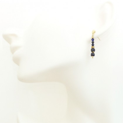 Yamira Art Studio - kolczyki  - Kolczyki z pozłacanego srebra z lapis lazuli foto #2