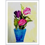 Tulipany 1 w wazonie,  akwarela . /240x320 mm/