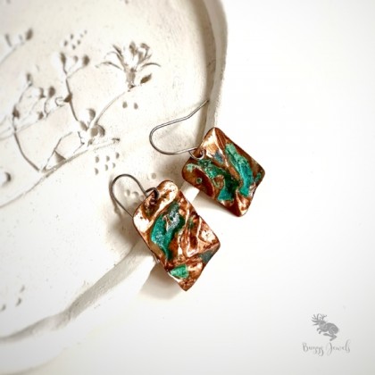 Buggy Jewels - kolczyki  - Miedziane, Kwadratowe Kolczyki Handmade foto #1