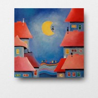 BAJKOWE MIASTECZKO KOTÓW-OBRAZ AKRYLOWY 40/40 CM