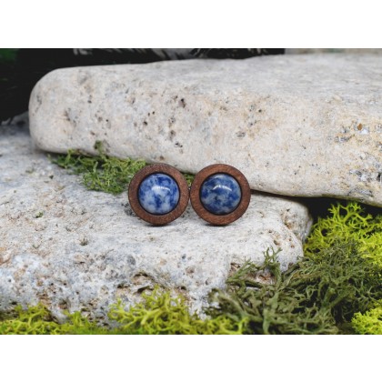 Witchcraft Apparel - biżuteria męska - Drewniane spinki do mankietów z kamieniem / niebieski awenturyn #45 foto #1