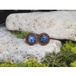 Drewniane spinki do mankietów z kamieniem / niebieski awenturyn #45