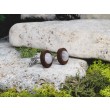 Drewniane spinki do mankietów z kamieniem / różowy kwarc #47
