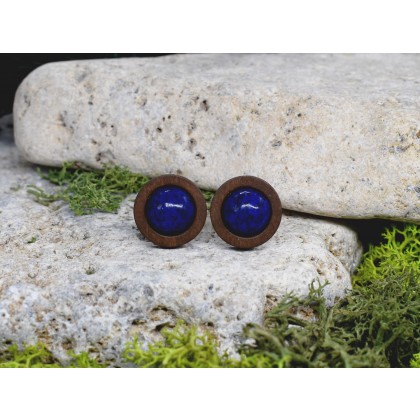 Witchcraft Apparel - biżuteria męska - Drewniane spinki do mankietów z kamieniem / lapis lazuli #52 foto #1
