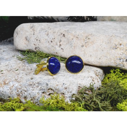 Witchcraft Apparel - biżuteria męska - Złote spinki do mankietów koszuli  / lapis lazuli #53 foto #2