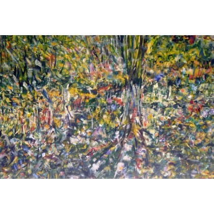 W sadzie, 70x100, 2023/24, Eryk Maler, obrazy olejne