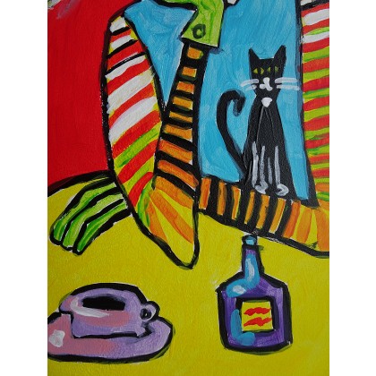 Marlena Kuć - obrazy akryl - dama z kotkiem foto #4