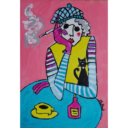 dama z kotkiem, Marlena Kuć, obrazy akryl