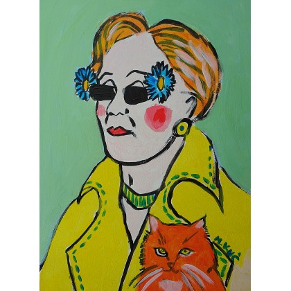 Marlena Kuć - obrazy akryl - dama z kotkiem foto #1