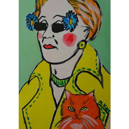 Marlena Kuć - obrazy akryl - dama z kotkiem foto #2