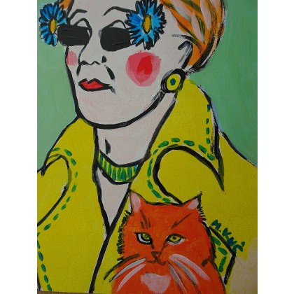 Marlena Kuć - obrazy akryl - dama z kotkiem foto #4