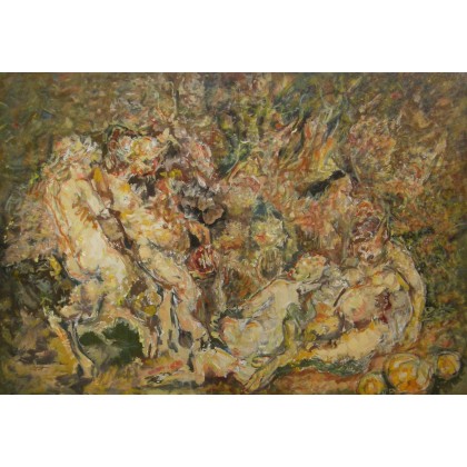 Bachanalia, fantasmagoria, 70x100, 2023, Eryk Maler, obrazy olejne