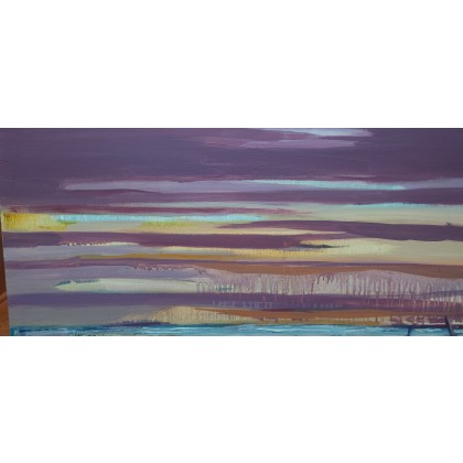 Maryla Wąsowska - olej + akryl - ,,Morze obraz olejny o wymiarach 73x60 cm .Obraz malowany na podobraziu lnianym .Praca bez ram. foto #3