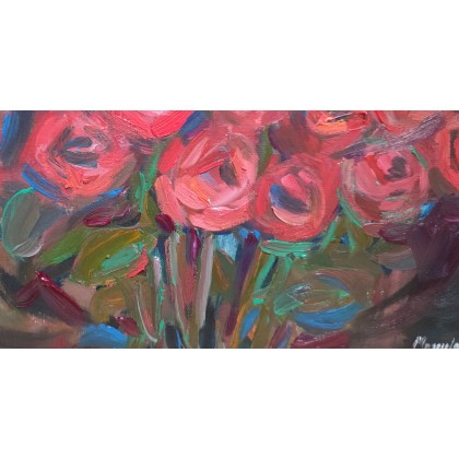 Maryla Wąsowska - obrazy olejne - ,,Róże obraz olejny o wymiarach 40x50.cm.Malowany na podobraziu lnianym .Obraz bez ram foto #2