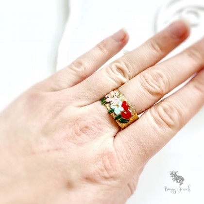 Buggy Jewels - pierścionki - Mosiężna Obrączka z 3 Kwiatami foto #2