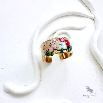 Buggy Jewels - pierścionki - Mosiężna Obrączka z 3 Kwiatami foto #3