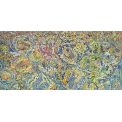 Nenufary pastelowe, 60x120, 2024, Eryk Maler, obrazy olejne