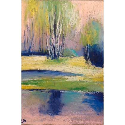 Paulina Lebida - pastele olejne - Drzewa -praca formatu A5  pastelami olejnymi foto #1