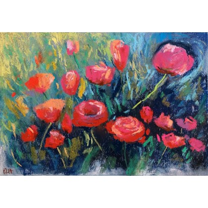 Róże -rysunek pastelami suchymi, Paulina Lebida, pastele olejne