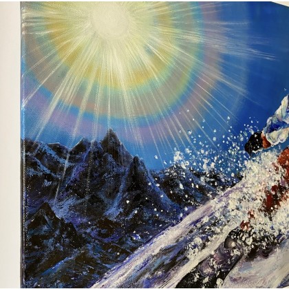 Myroslava Burlaka - obrazy olejne - Prędkość, snowboard, słońce, góry, zima. foto #3
