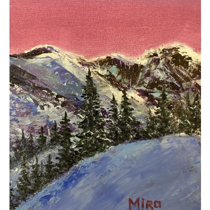 Myroslava Burlaka - obrazy olejne - Zaśnieżona góra.Góra Matterhorn.Wieczór. foto #2