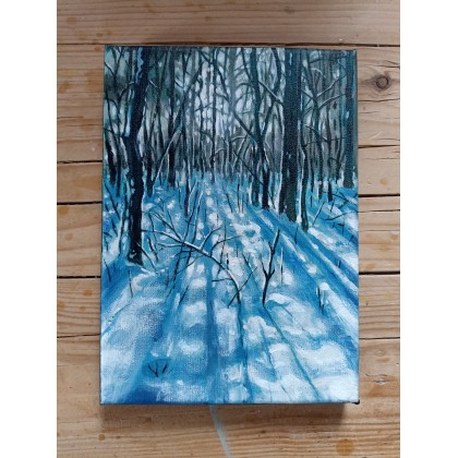Joanna Podolska - obrazy akryl - Zimowy las, akryl 13x18 cm foto #1