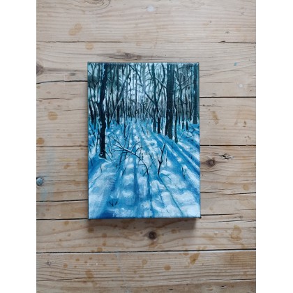 Joanna Podolska - obrazy akryl - Zimowy las, akryl 13x18 cm foto #2