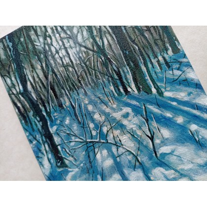 Joanna Podolska - obrazy akryl - Zimowy las, akryl 13x18 cm foto #3