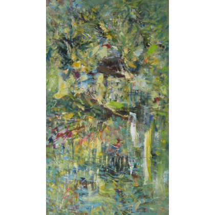 Potok, wierzby, impresja, TAO, 60x100, Eryk Maler, obrazy olejne