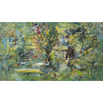 Eryk Maler - obrazy olejne - Potok, wierzby, impresja, TAO, 60x100 foto #1