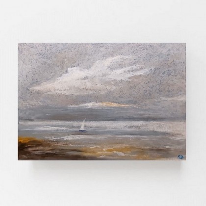 Morze w szarościach -praca formatu A4  pastelami olejnymi, Paulina Lebida, pastele olejne